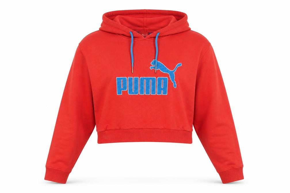 Front view of Puma Women's Red Hoodie, size 14, - Logo Pullover
