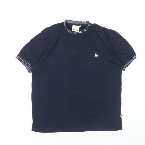 Money Men's Blue Small Crew Neck T-Shirt with Logo