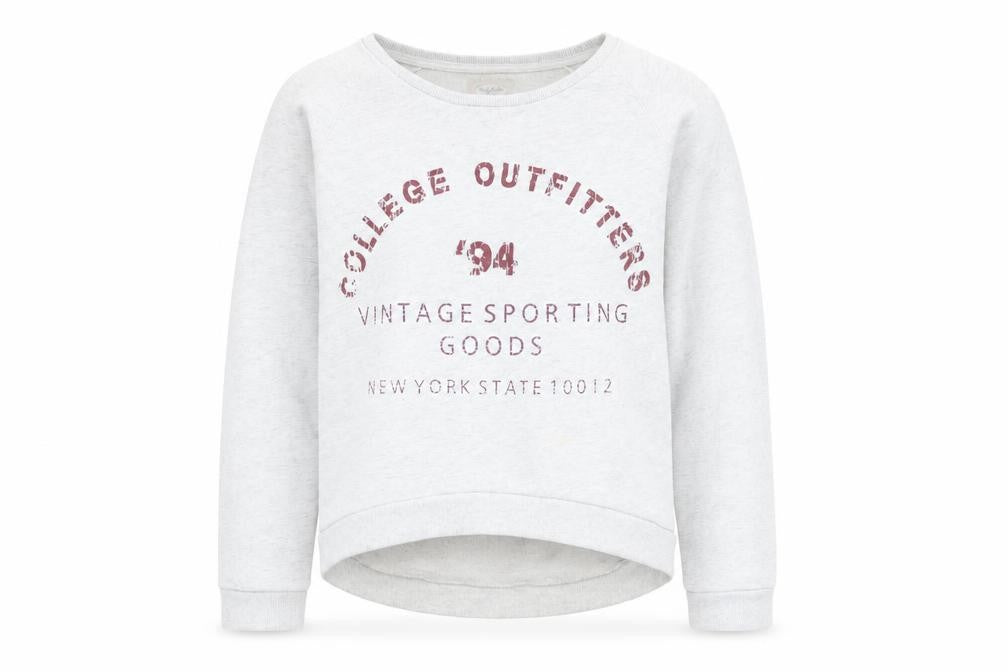 Front view of Candy Couture girls’ white pullover sweatshirt, size 15