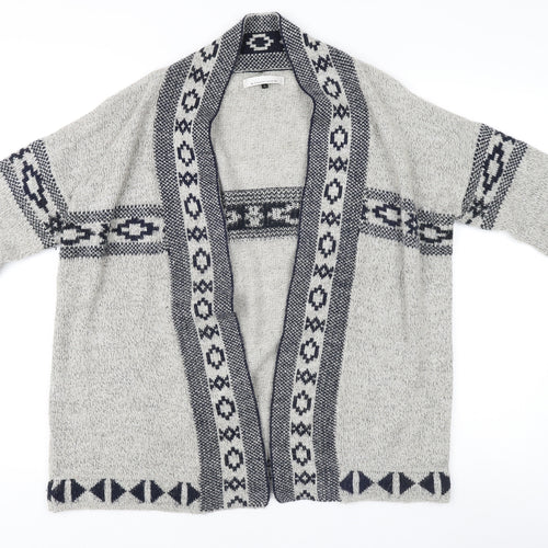 ONLY Women's Grey Aztec Cardigan - L, Chunky Knit
