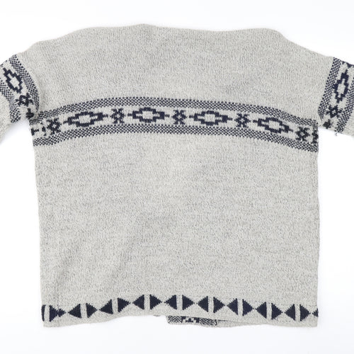 ONLY Women's Grey Aztec Cardigan - L, Chunky Knit