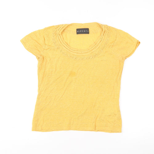 Alex & Co. Women's Yellow Round Neck T-Shirt Size 10