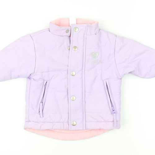Bruin Girls Purple Puffer Jacket 3-6 Months Lined & Hooded