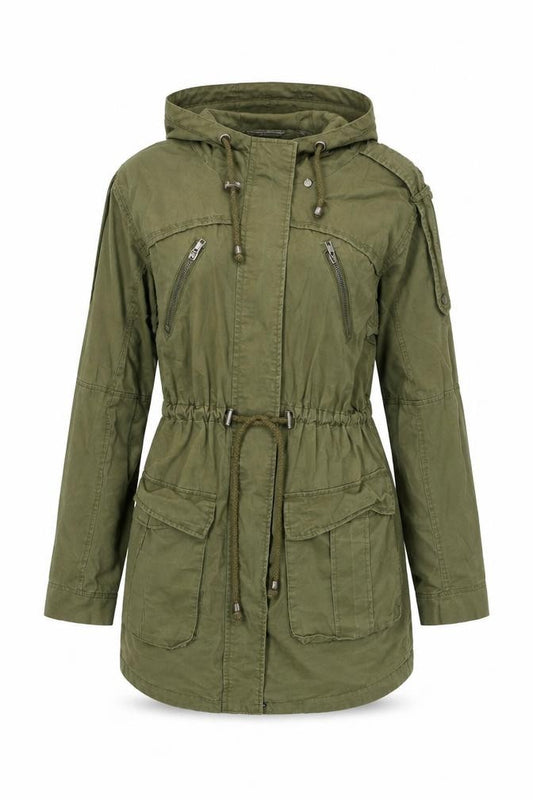 Front view of ASOS Green Military Jacket, Women's, size 6, Cotton