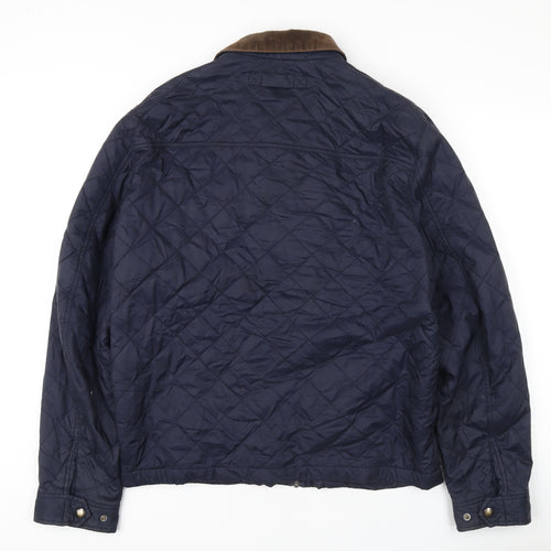 GANT Men's Blue Quilted Jacket, XL, Zip Closure