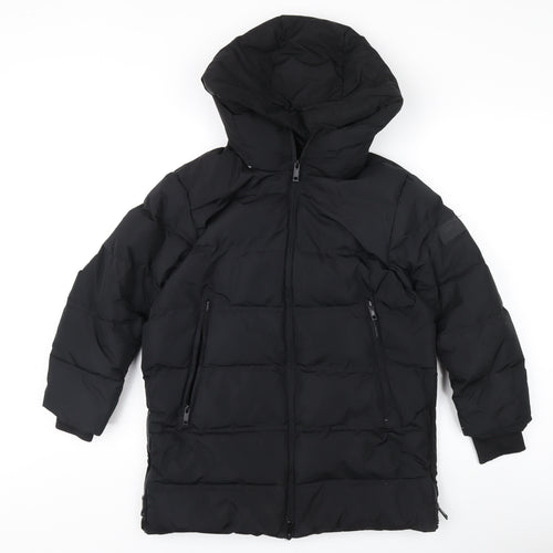 Zara Girls Black Puffer Jacket 8-9 Years Hooded Winter Coat