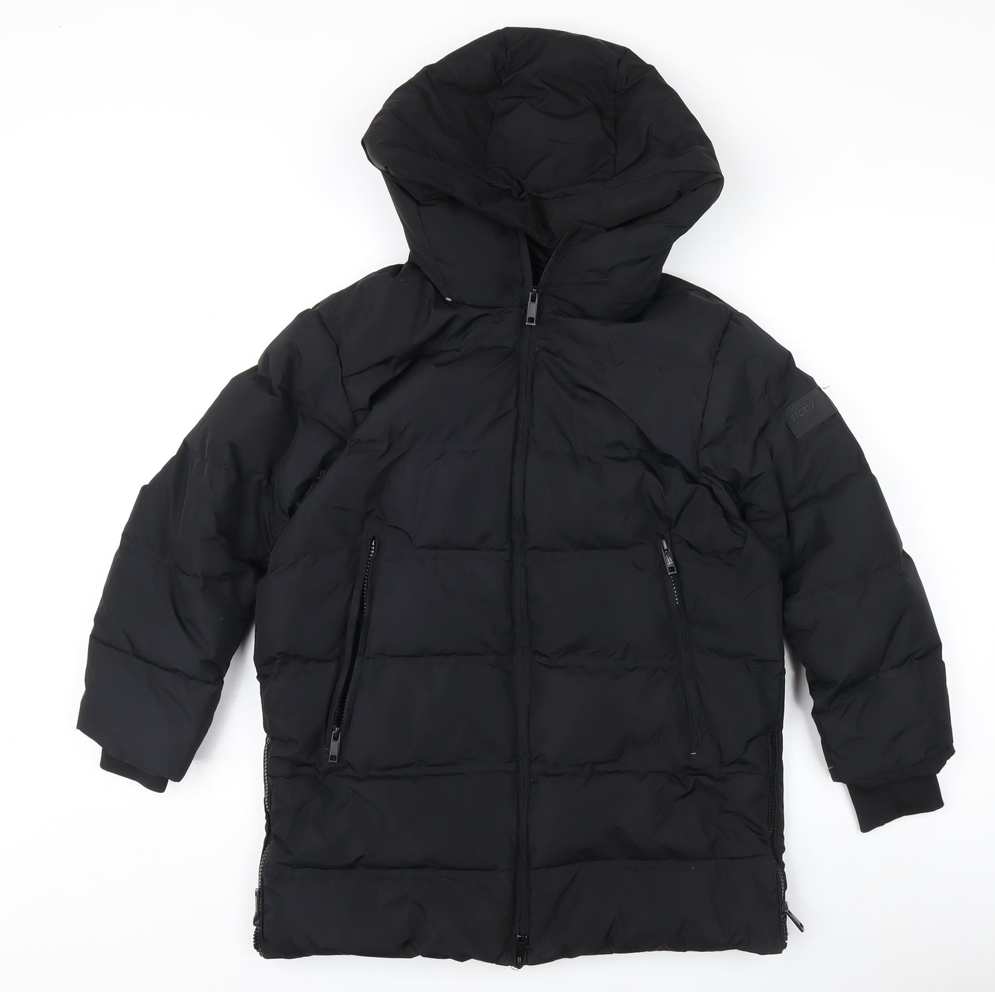 Zara Girls Black Puffer Jacket 8-9 Years Hooded Winter Coat