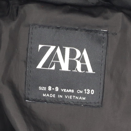 Zara Girls Black Puffer Jacket 8-9 Years Hooded Winter Coat