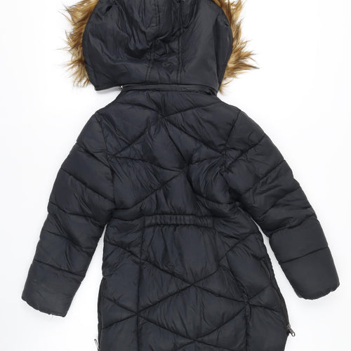 Steve Madden Girls Black Puffer Jacket 7-8Y Hooded Winter
