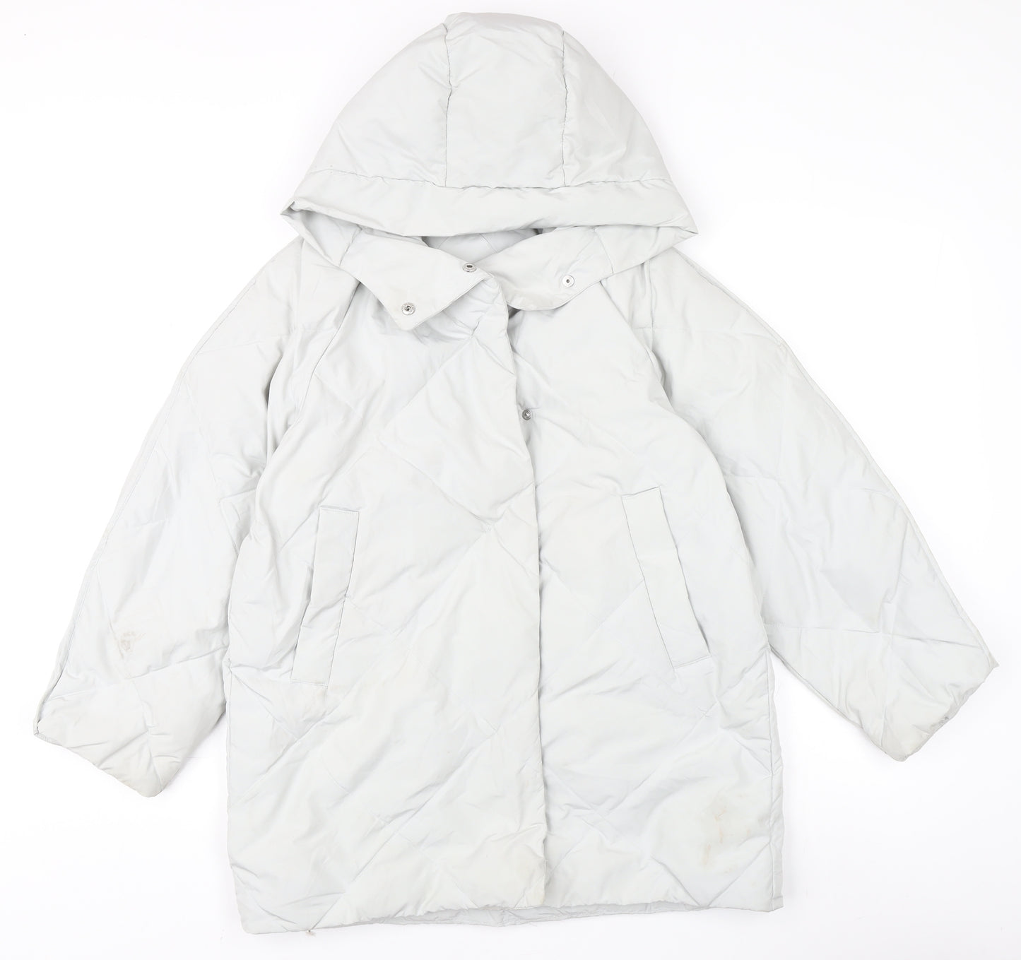 Zara Teens White Hooded Long Coat Size 10