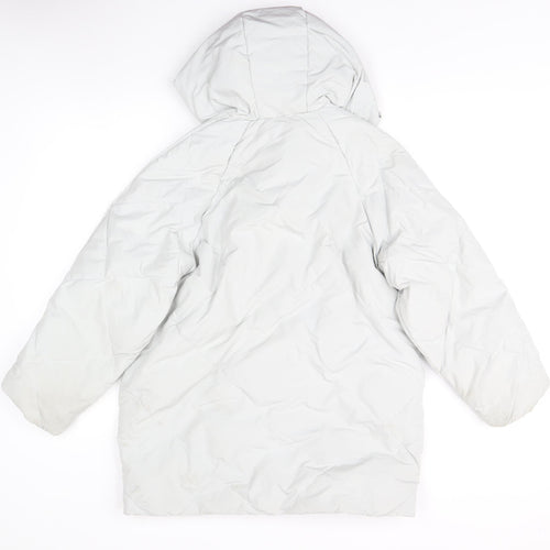 Zara Teens White Hooded Long Coat Size 10