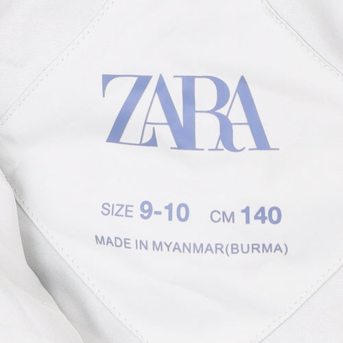 Zara Teens White Hooded Long Coat Size 10