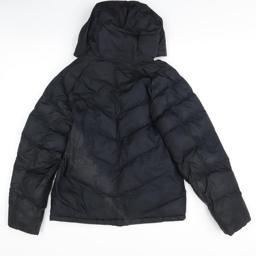 Nike Women's Black Puffer Jacket L Hooded Winter