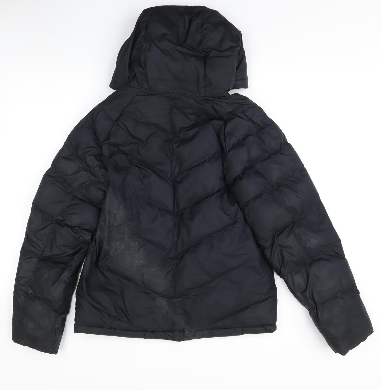 Nike Women's Black Puffer Jacket L Hooded Winter