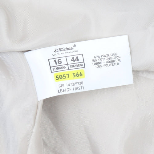 St Michael Women's Beige Long Coat Size 16 Vintage