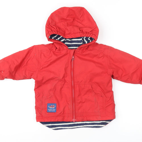 JoJo Maman Bébé Boys Red Puffer Jacket, Size 12-18 Months
