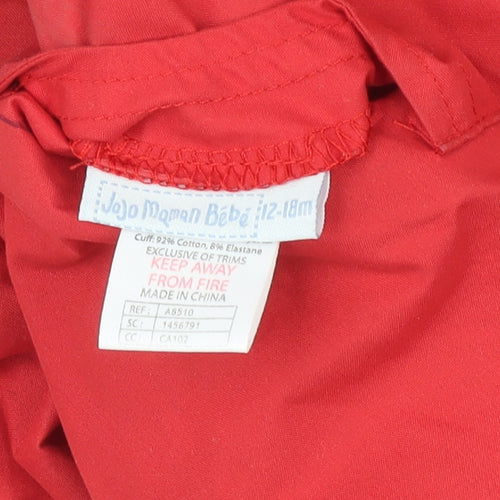 JoJo Maman Bébé Boys Red Puffer Jacket, Size 12-18 Months