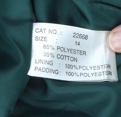 David Barry Women's Green Parka Jacket Size 14