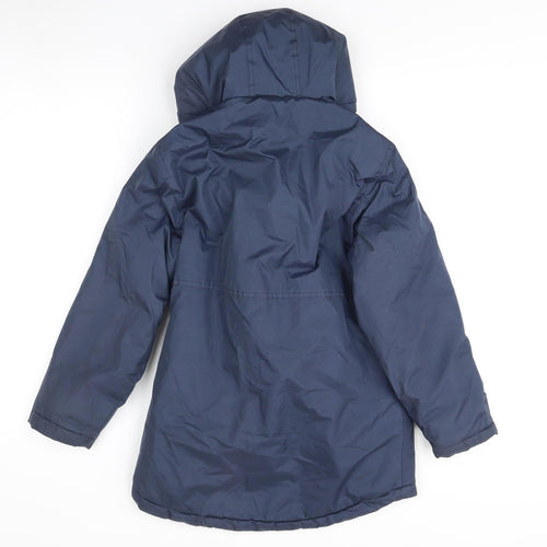 LUFC Boys' Blue Parka Coat 7-8 Years Hooded Lined Winter