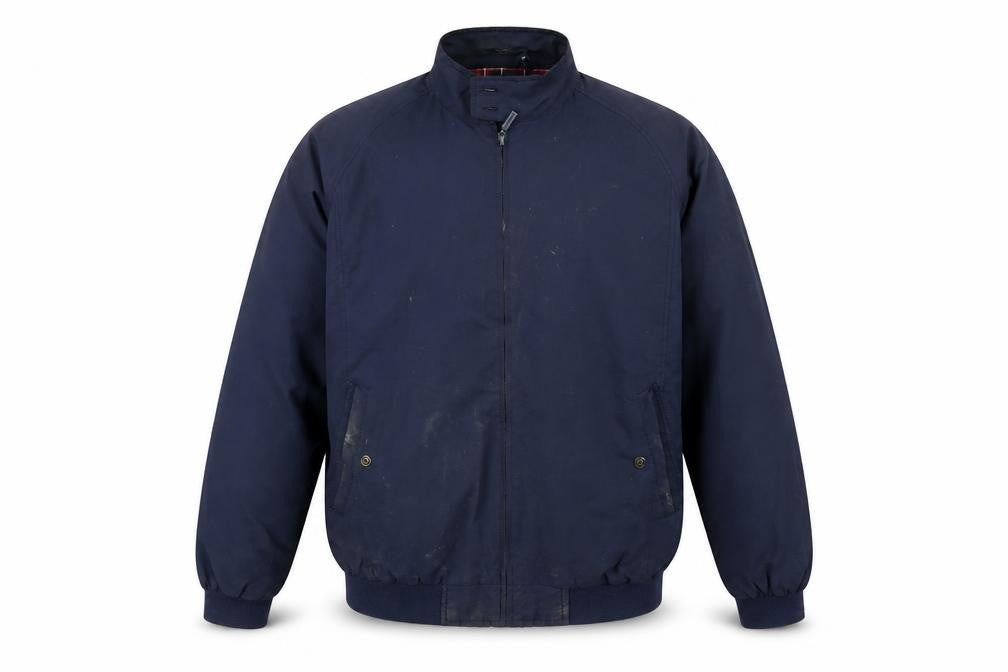 Front view of Carabou Men's Blue Bomber Jacket with Zipped Pockets