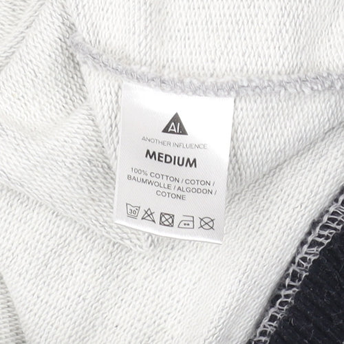 Another Influence Men's Grey Medium Pullover Crew Neck Jumper