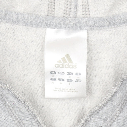 Adidas Women's Grey Pullover Jumper, Size 12, Hooded, Logo