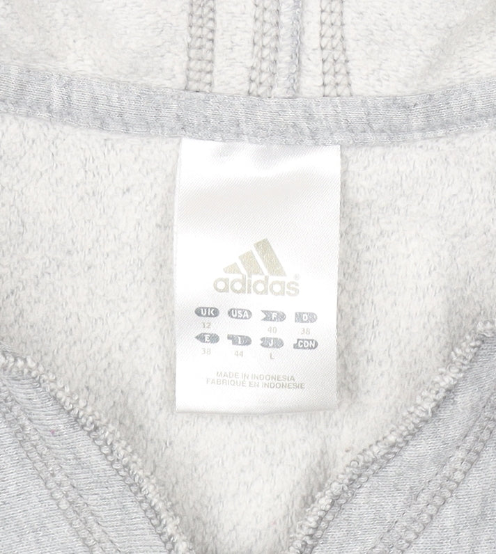 Adidas Women's Grey Pullover Jumper, Size 12, Hooded, Logo