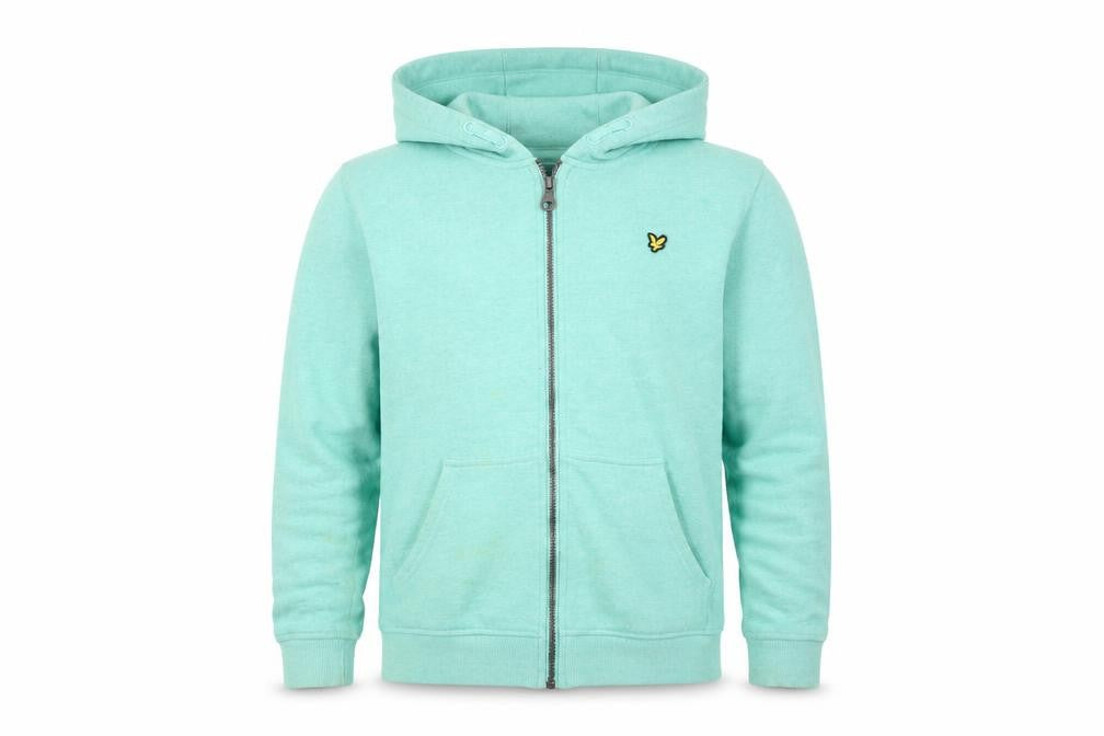 Front view of Lyle & Scott boys’ green hooded jacket 14 years