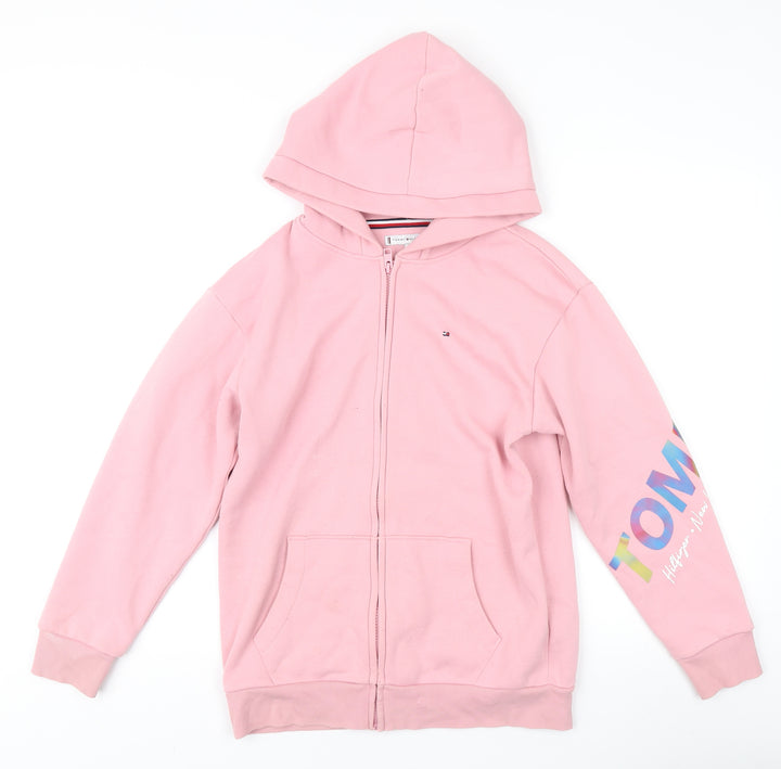 Tommy Hilfiger Girls Pink Hoodie Jacket Size 164