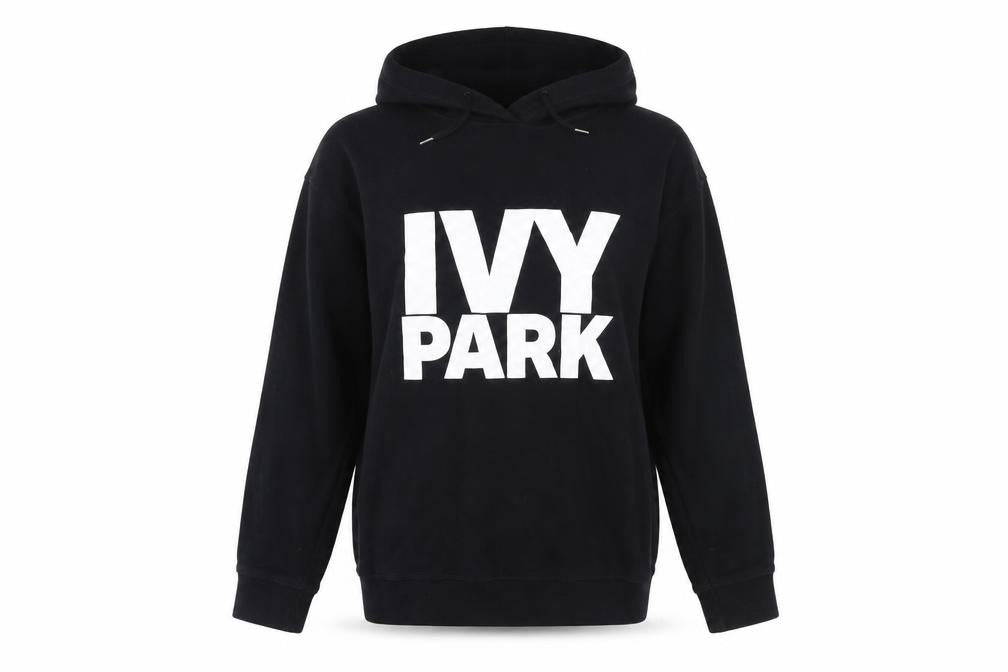 Front view of Ivy Park Women's Black Hooded jumper