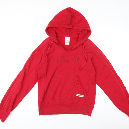 Adidas Women's Red Pullover Hoodie Jumper Size 10