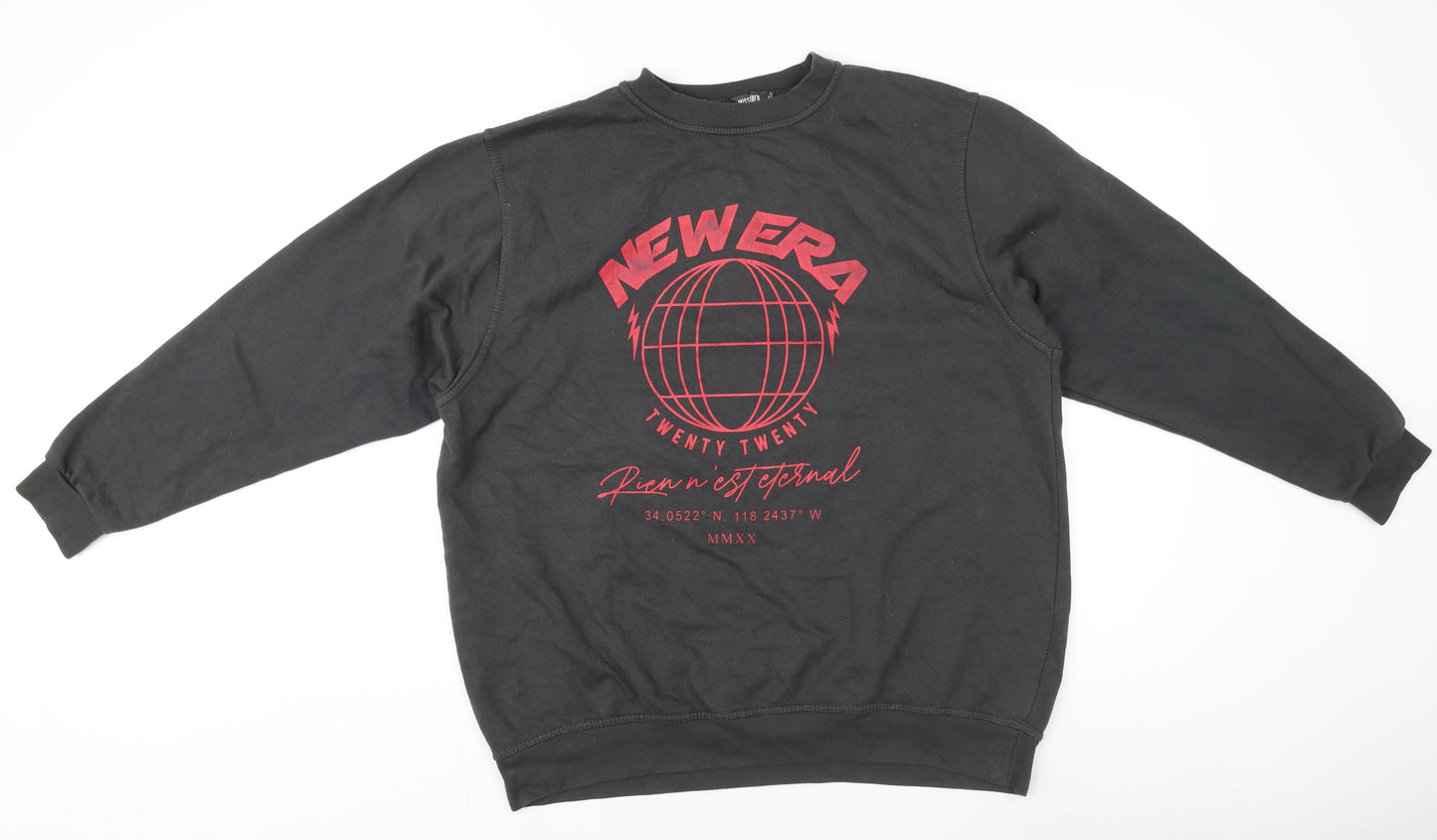 Missguided Women's Black Pullover Jumper, Regular Fit, Graphic Design