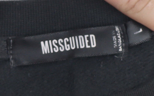 Missguided Women's Black Pullover Jumper, Regular Fit, Graphic Design