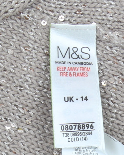 Marks and Spencer Women's Gold Sequin Cardigan Size 14