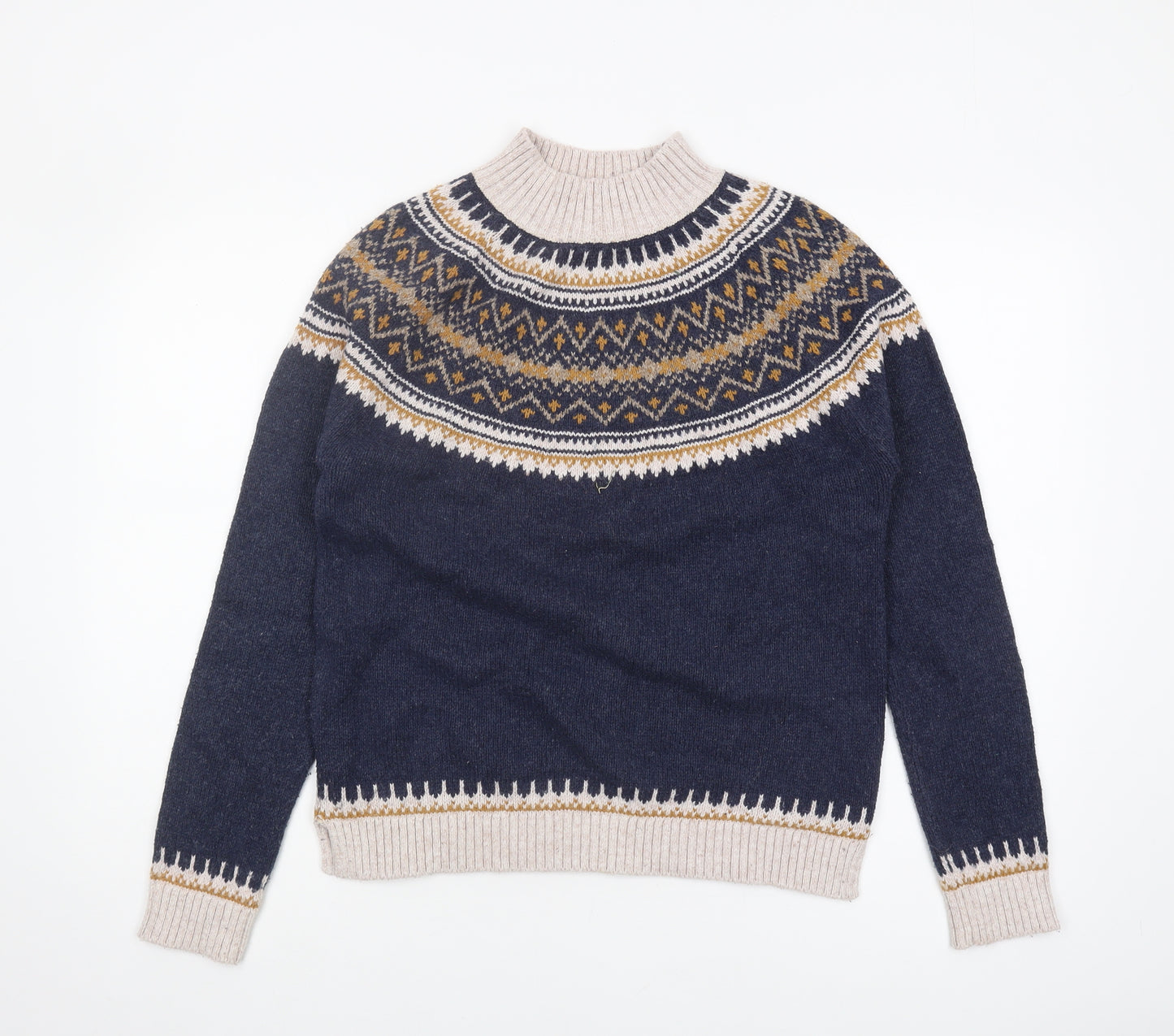 FatFace Women's Blue Fair Isle Pullover Jumper - Size 10