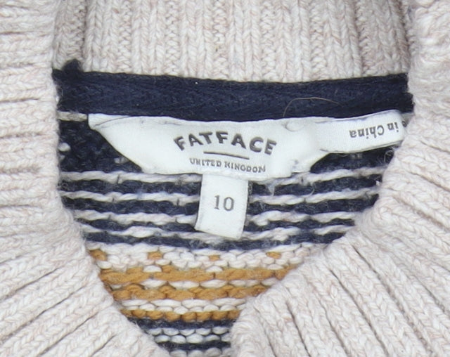 FatFace Women's Blue Fair Isle Pullover Jumper - Size 10