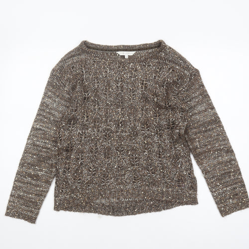 Rocha John Rocha Women's Brown Sequin Pullover Jumper Size 10