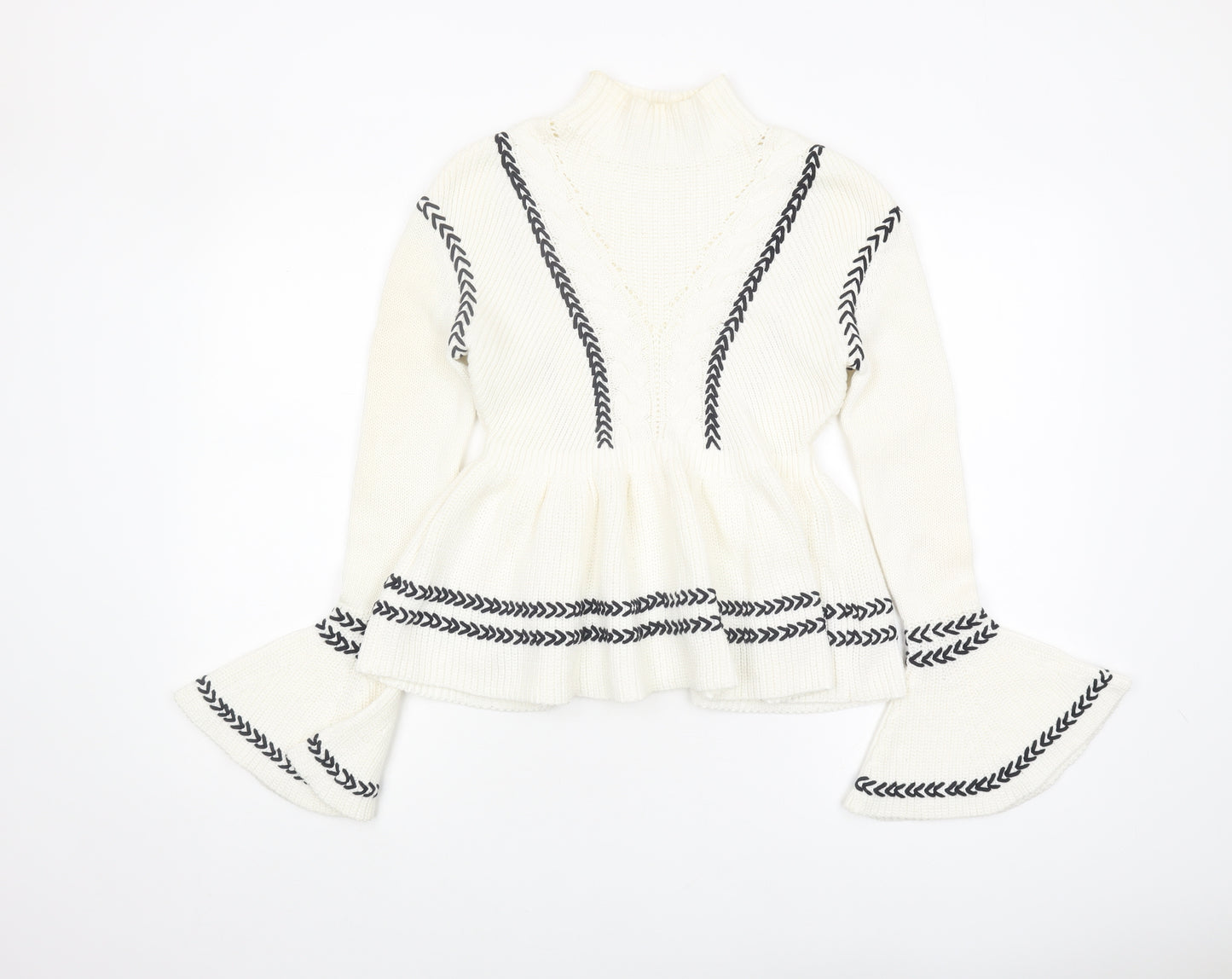Self-Portrait Women's White Pullover Jumper, Size S