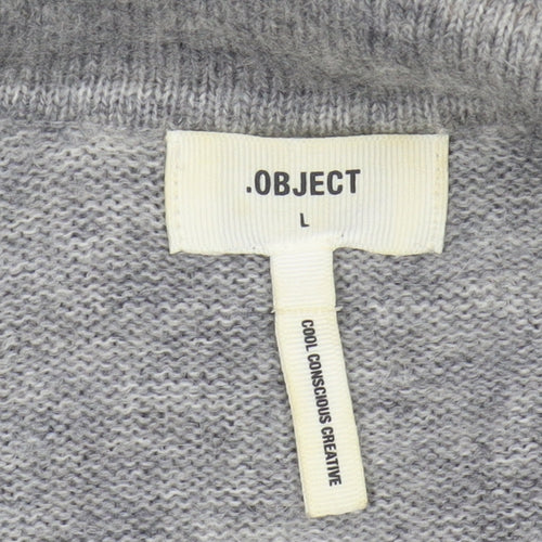 OBJECT Women's Grey Collared Jumper Dress L - Casual Style