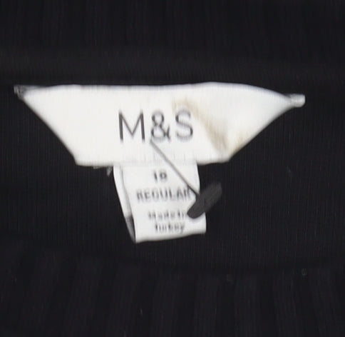 Marks and Spencer Women's Black Beaded Jumper, Size 18