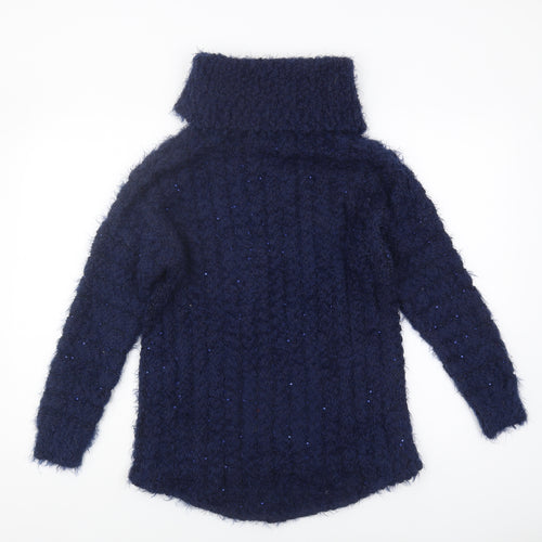 Jacqueline Riu Women's Blue Roll Neck Pullover Jumper