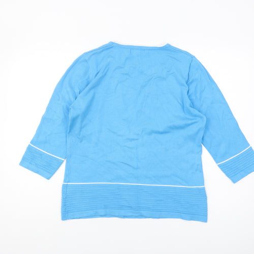 Bassini Women's Blue Pullover Jumper, Size M, Crew Neck