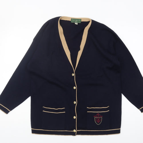 Equorian Women’s Blue Cardigan M V-Neck Wool Blend