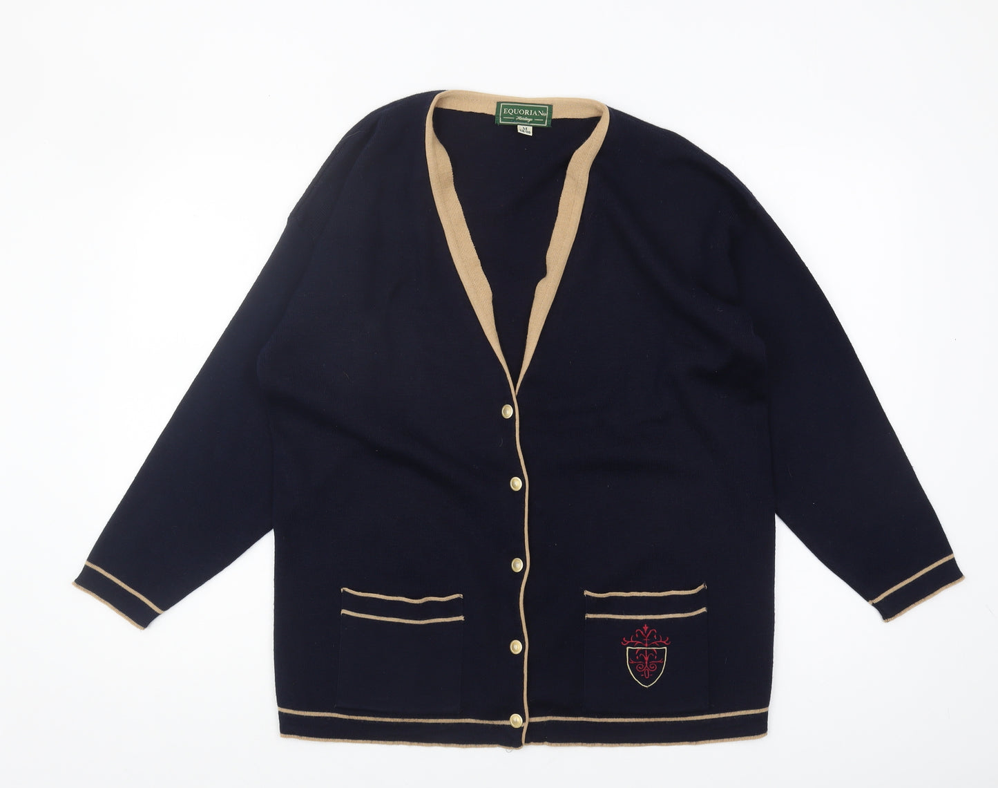 Equorian Women’s Blue Cardigan M V-Neck Wool Blend