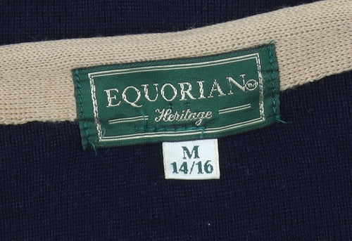 Equorian Women’s Blue Cardigan M V-Neck Wool Blend