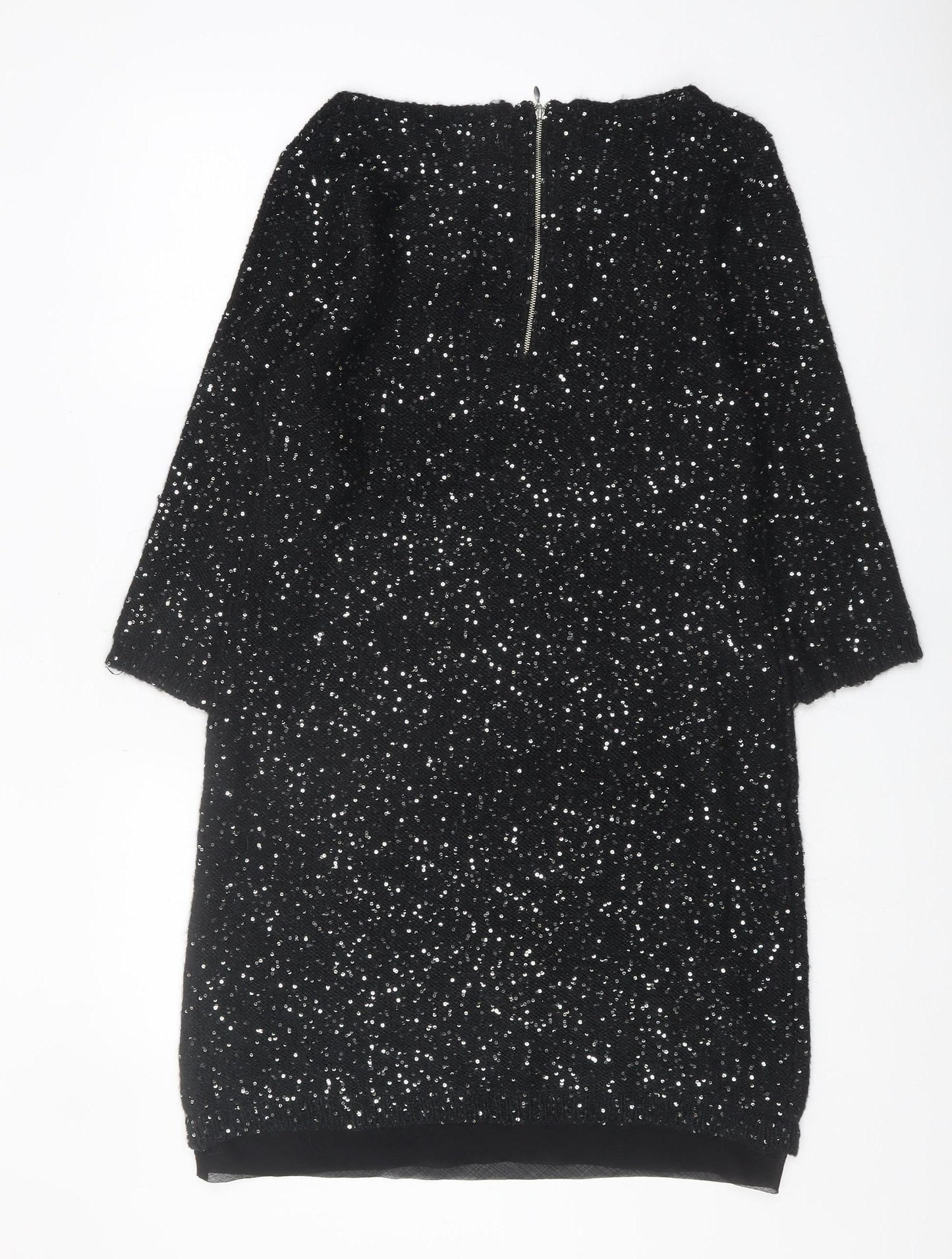 Monsoon Black Sequin Women's Sheath Dress Size 14