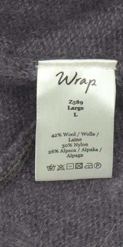 Wrap Women's Purple L Cardigan, Long Sleeve, Wool Blend