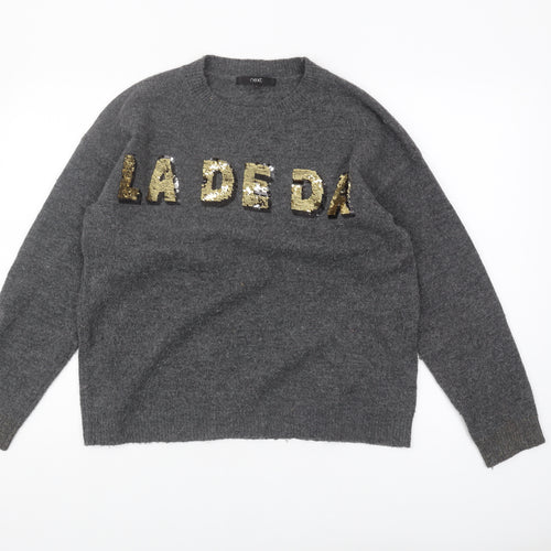 Next Women's Grey Sequin Pullover Jumper, Size M