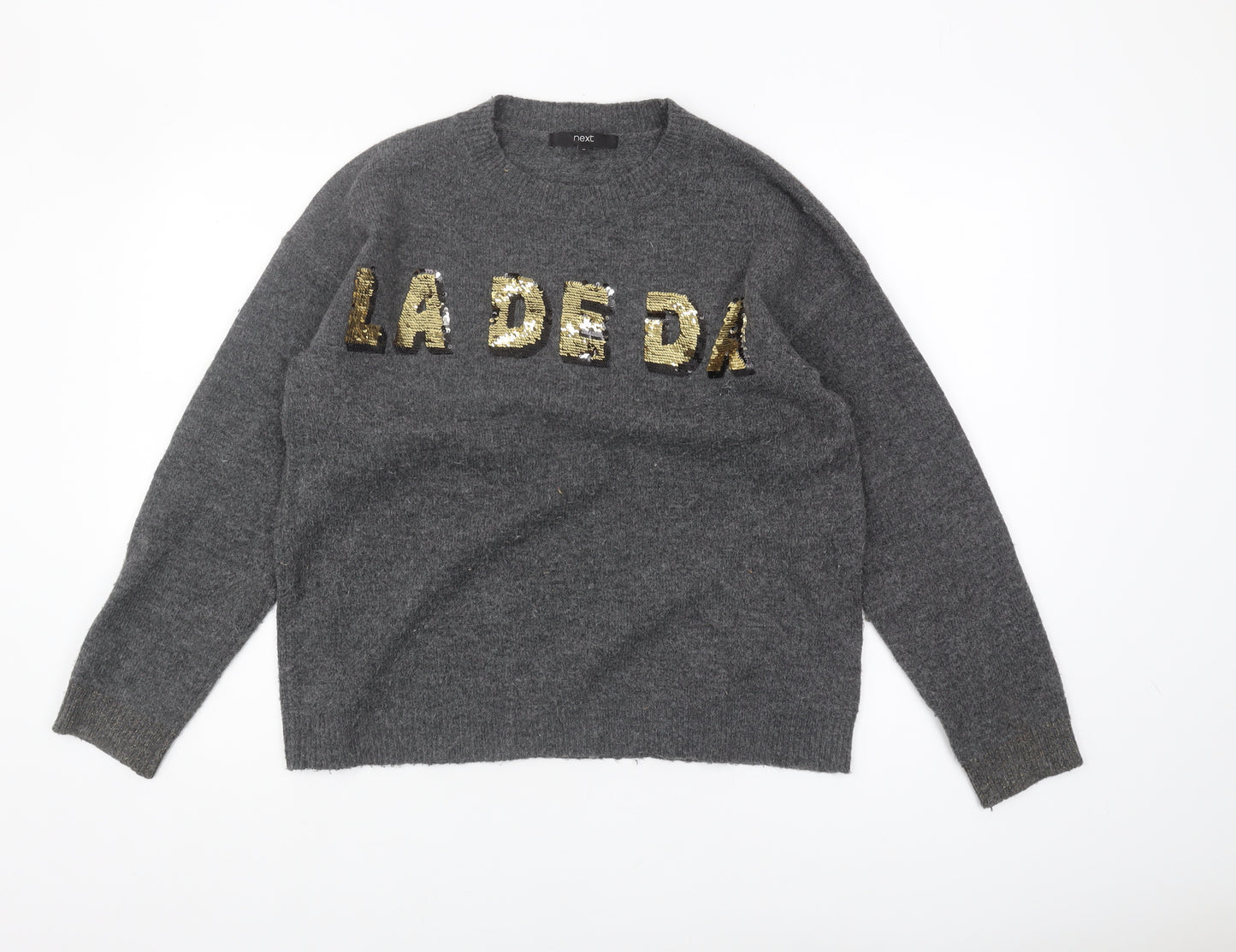 Next Women's Grey Sequin Pullover Jumper, Size M