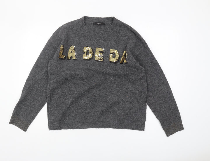 Next Women's Grey Sequin Pullover Jumper, Size M